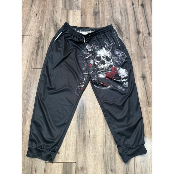 Mens Skull Print Jogger Pants Size 5XL Polyester Spandex Blend Elastic Waist Dra - Picture 3 of 8